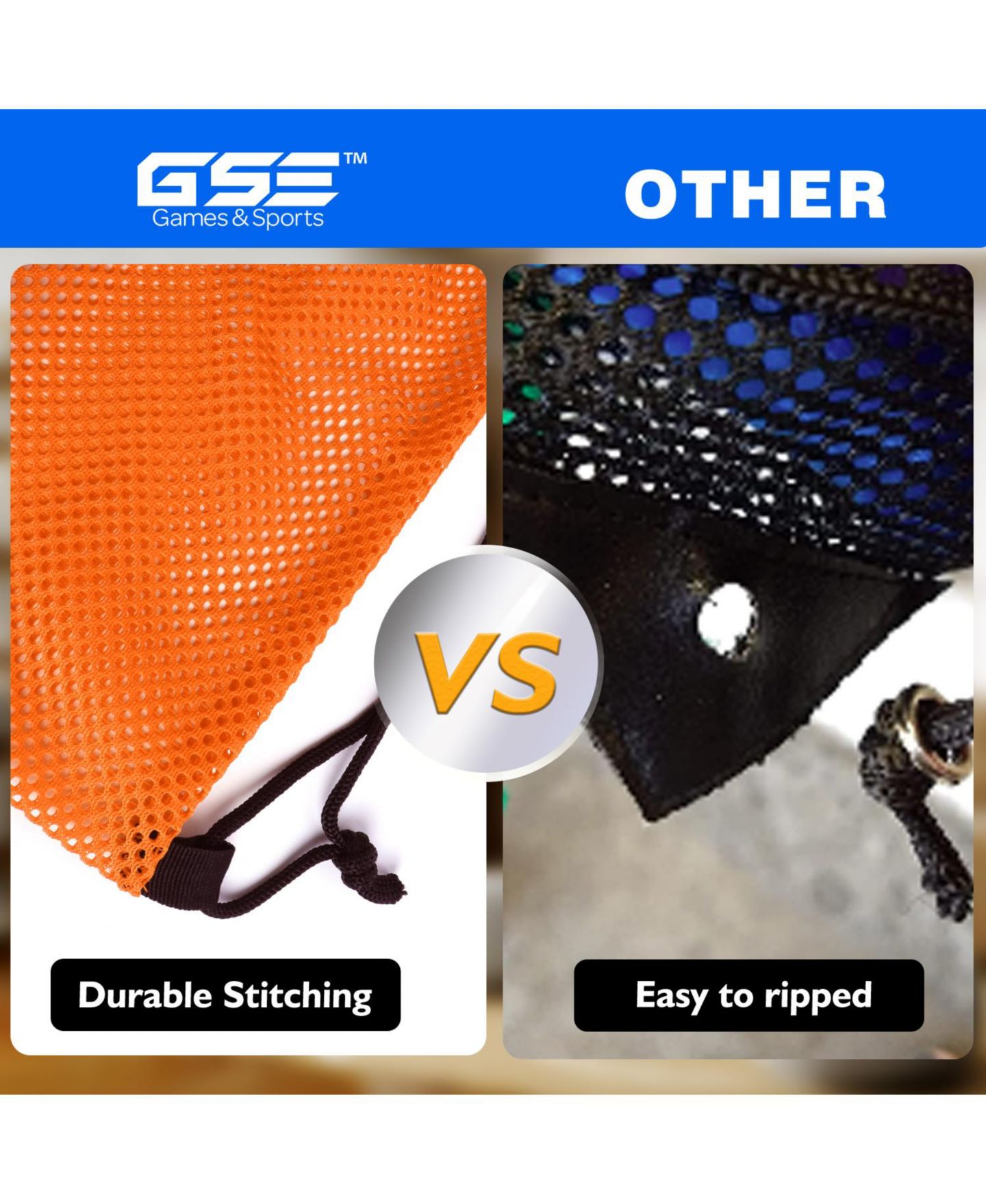 Рюкзак GSE Games & Sports Expert 19"x15" Mesh Drawstring Bag for Sports Gym Gear, Backpacking, Camping Gear, Travel (Several Colors Available), цвет: Оранжевый — фото 5