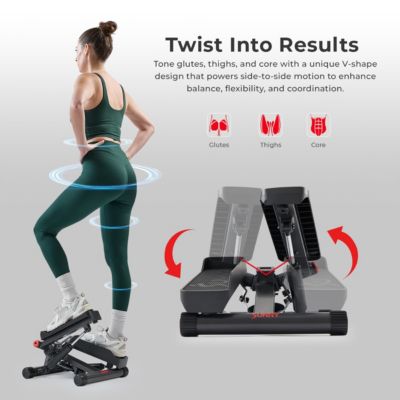 Smart Twist Stepper with Resistance Bands, Free SunnyFit App via Bluetooth, 300 LB Weight Capacity