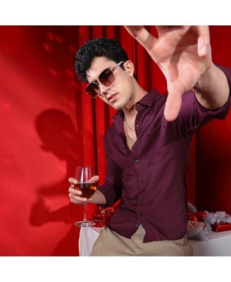 Men's Plum Purple Breezy Wrinked Relaxed Shirt