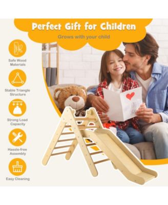 2-in-1 Triangle Climber Set with Gradient Adjustable Slide