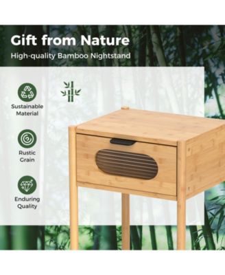 Square Tall Nightstand End Table with Decorative Drawer for Stylish Bedroom Storage and Accent