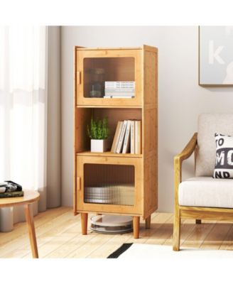 3-Cube Wicker Storage Cabinet with Open Compartment For Living Room