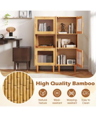 3-Cube Wicker Storage Cabinet with Open Compartment For Living Room