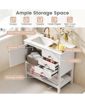 Freestanding Bathroom Vanity Unit with Basin Floor Storage Cabinet