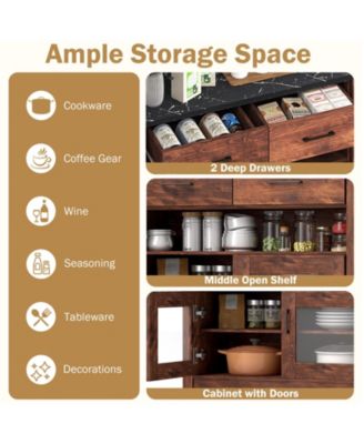 Coffee Bar Cabinet with 2 Drawers and 1 Open Compartment