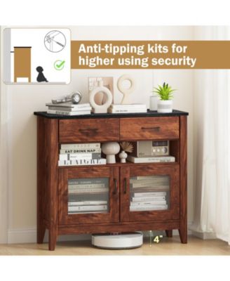 Coffee Bar Cabinet with 2 Drawers and 1 Open Compartment