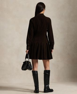 Women's Cotton Corduroy A-Line Shirtdress