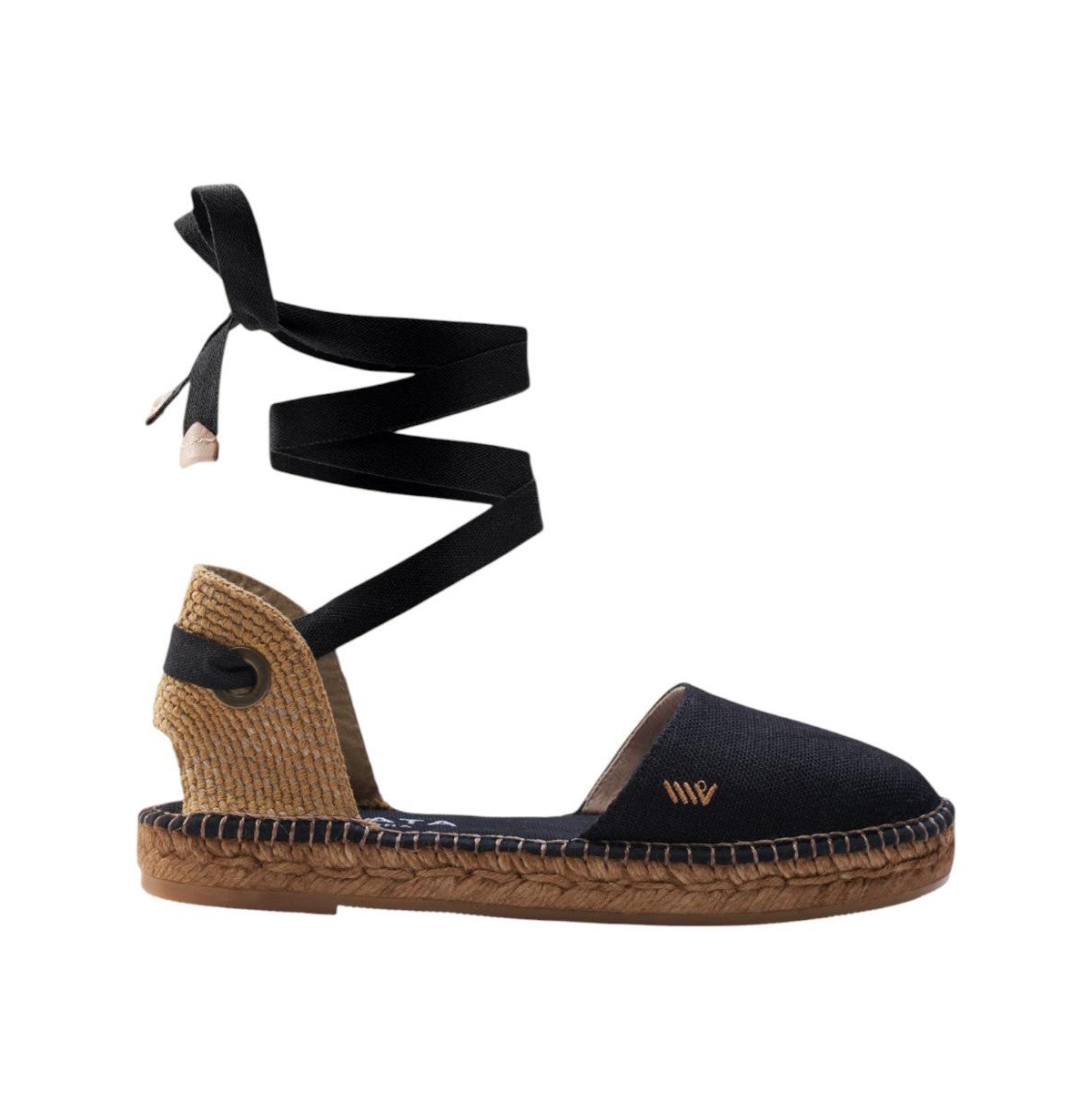 Candell Canvas Espadrille Flats - Black