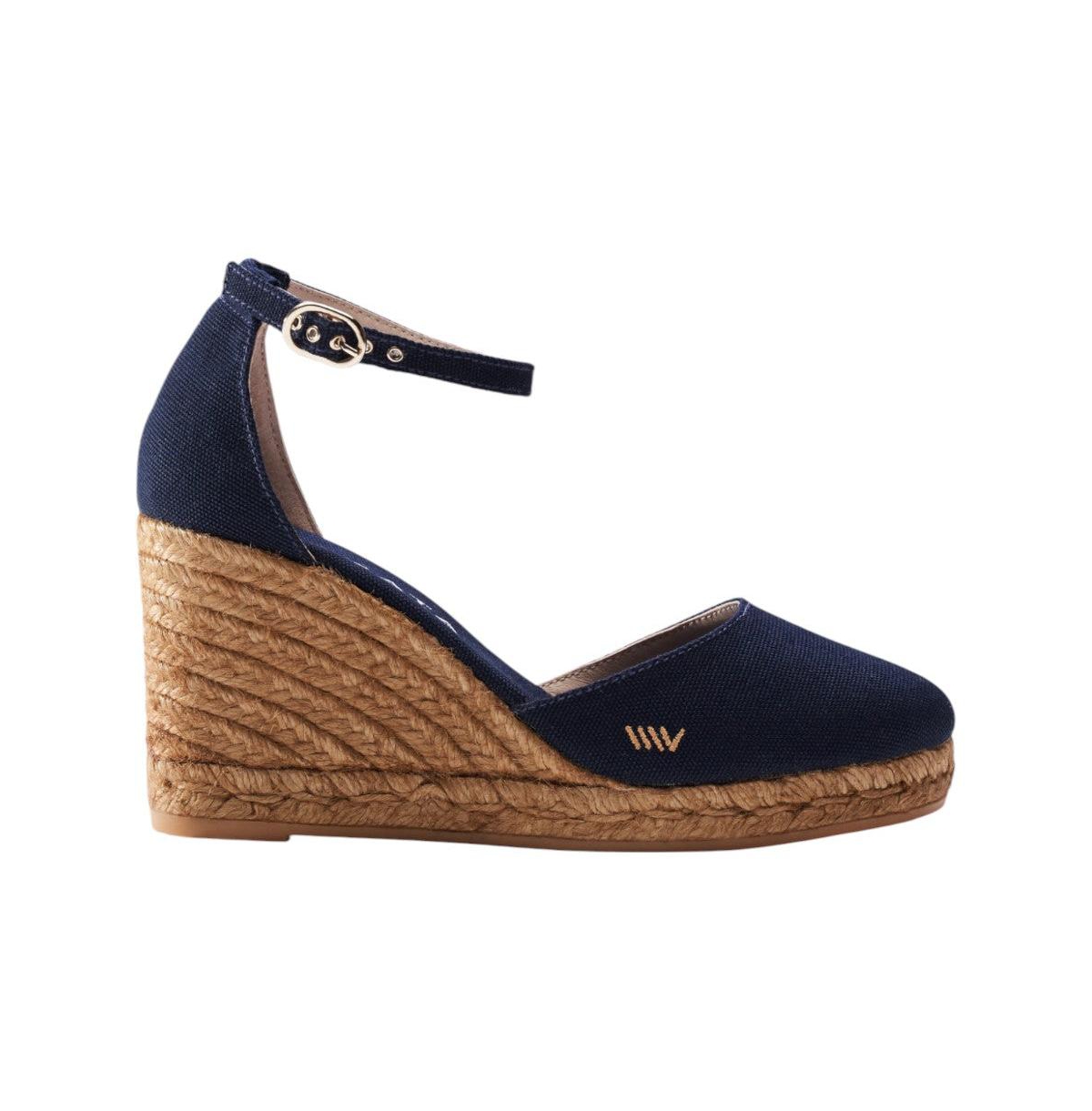 Estartit Canvas Espadrille Wedges - Blue