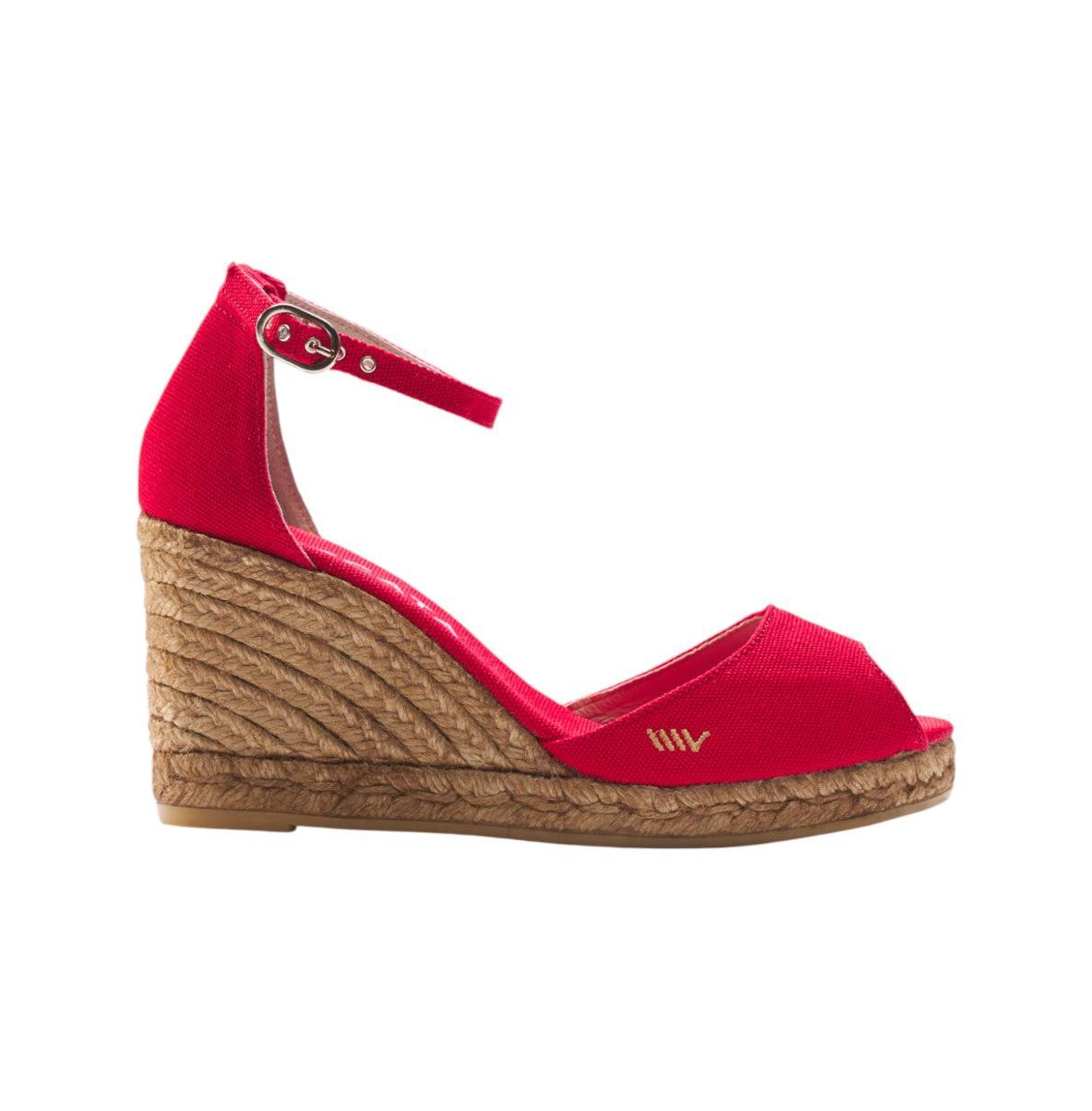 Aiguafreda Limited Edition Canvas Espadrille Sandal Wedges - Red