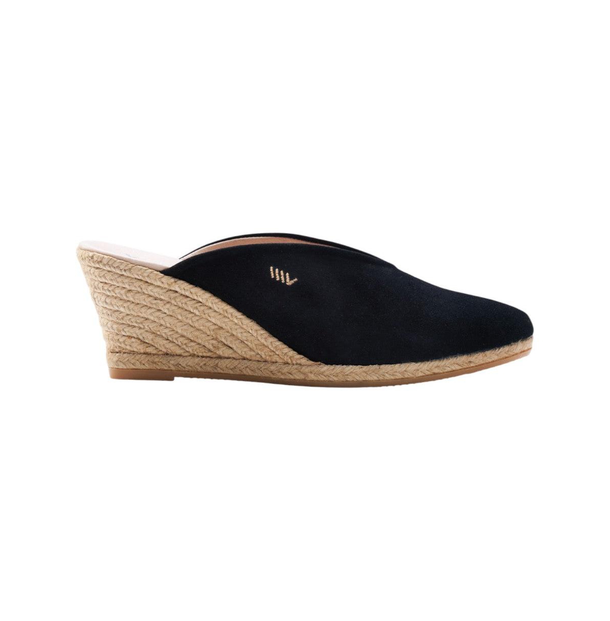Truja Suede Espadrille Mule Wedges - Brown