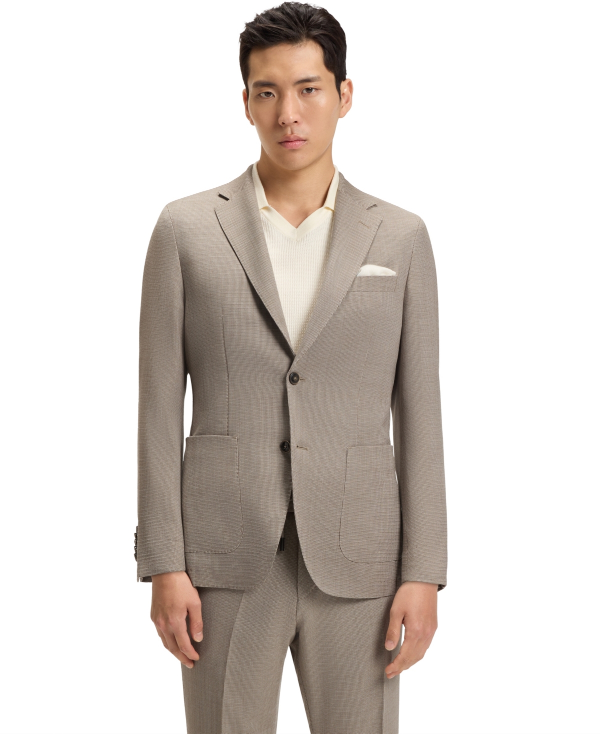 Boss by Hugo Boss Men's Virgin Wool Silk Slim-Fit Blazer - Dark Beige