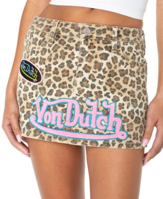 Women's Patched Leopard Mini Skirt