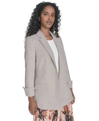 Petite Notch Collar Open Front Blazer