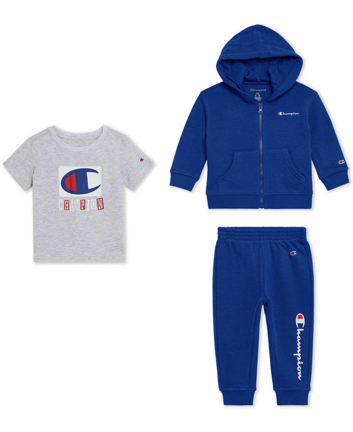 Champion Baby Boys 3-piece Short Sleeve T-shirt, Hoodie And Joggers Set In Blue