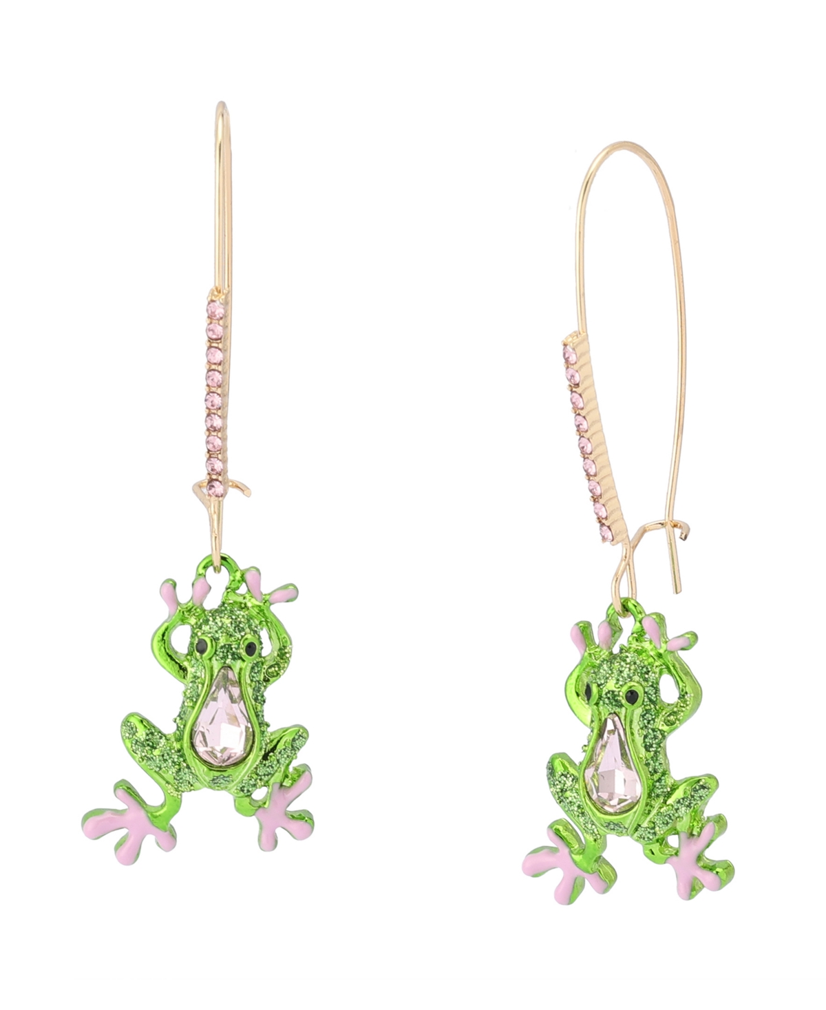 Faux Stone Backyard Frog Dangle Drop Earrings - Green, Gold