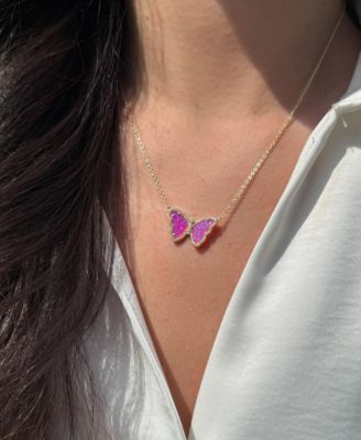 Butterfly Necklace with Lab-Grown Opal in 14k Gold Plated Sterling Silver