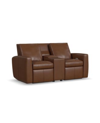 Aria 75" Sedona Leather Power Reclining Loveseat with Console