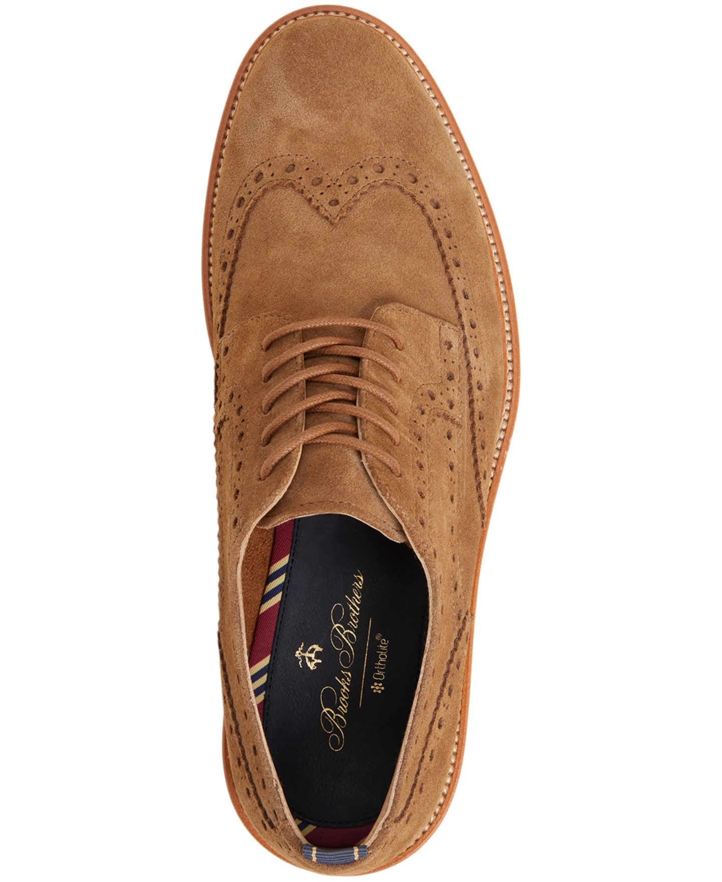 Обувь Brooks Brothers Men's Morganville Lace Up Wingtip Oxford, цвет: Средний коричневый — фото 4