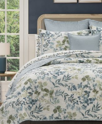 Evergreen Botanical Leaf 3-Pc. Quilt Set, Full/Queen