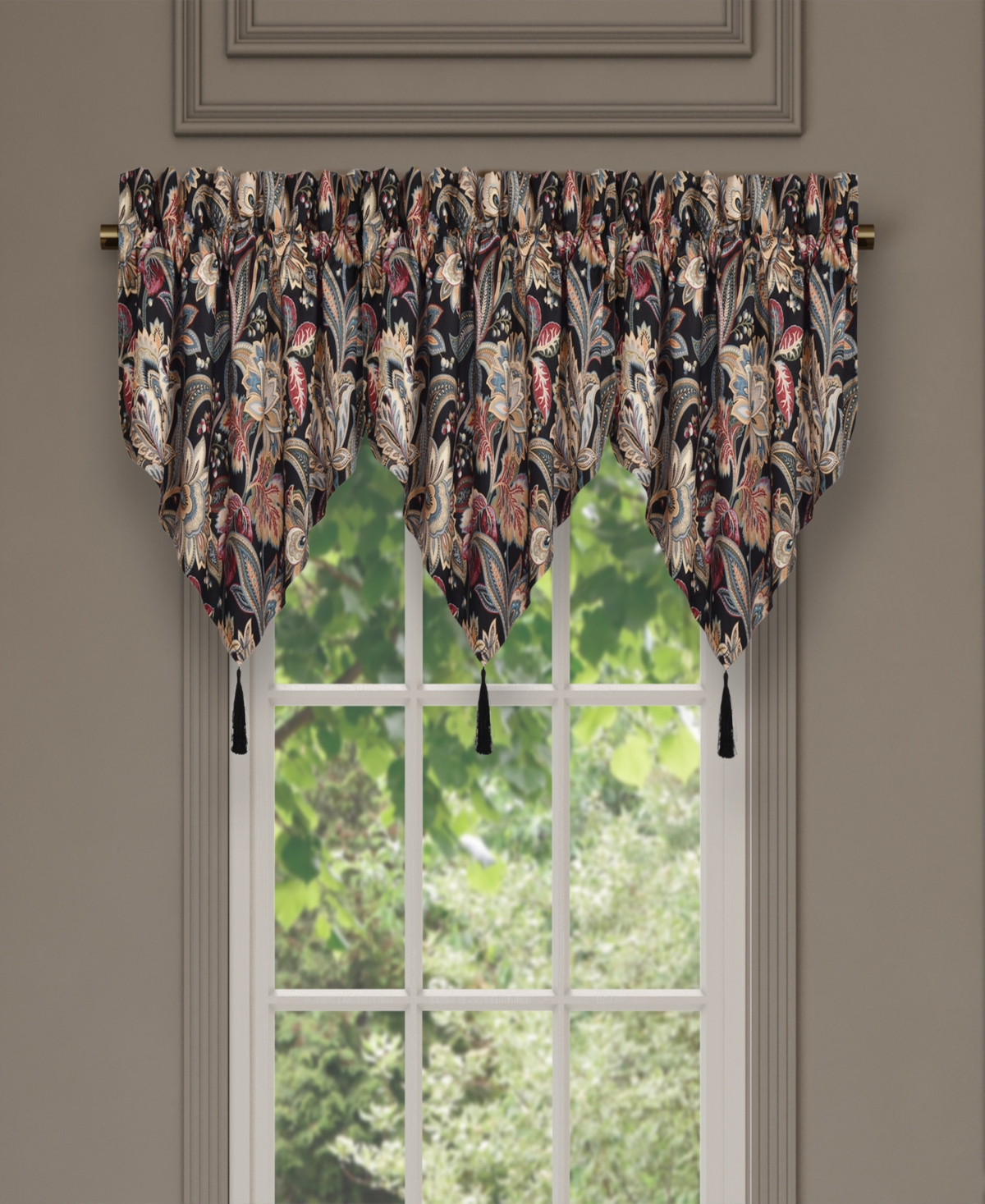Calabria Window Ascot Valance, 40" x 21" - Black