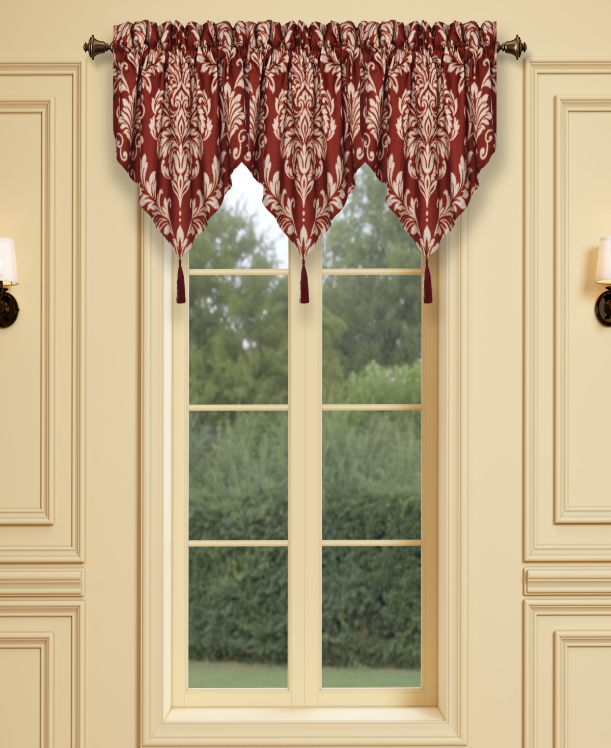 Lazia Window Ascot Valance, 40" x 21" - Red