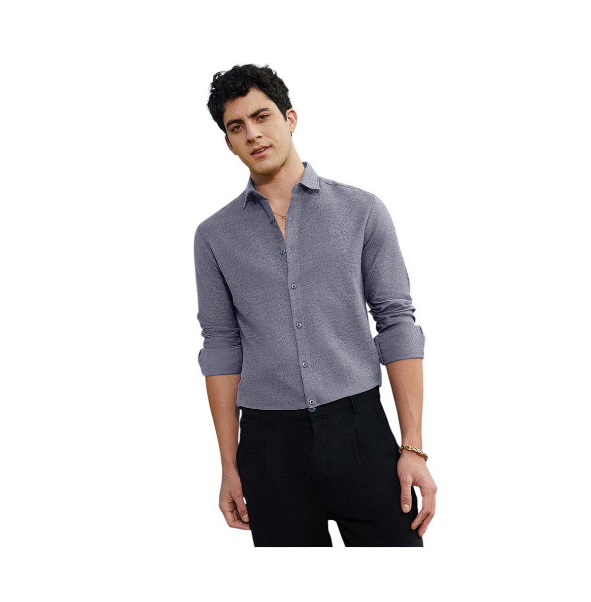 Men's Aegean Blue Grainy Shirt - Blue
