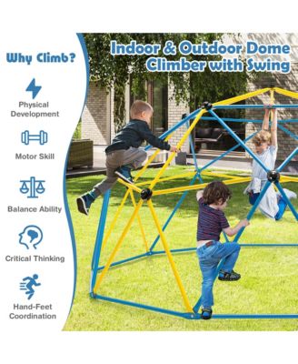 10 FT Climbing Dome with Swing Outdoor Kids Play Jungle Gym