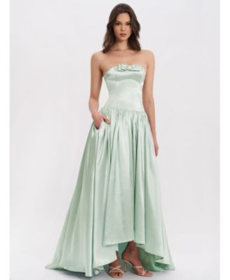 Women's Lael Mint Green Back Button Trailing Gown