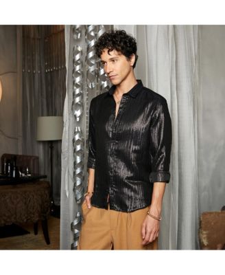 Men's Metallic Black Metallic Blushed Shirt