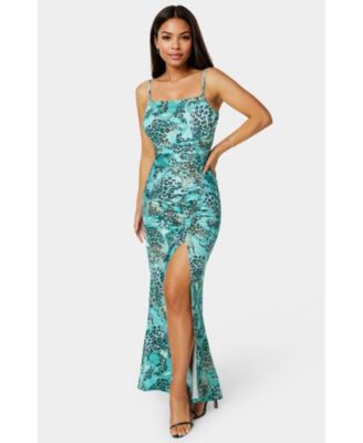 Women's Ruched High Slit Solid Dress
