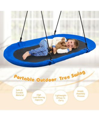 60'' Saucer Tree Swing Surf Outdoor Adjustable Kids Giant Oval Platform Swing Set
