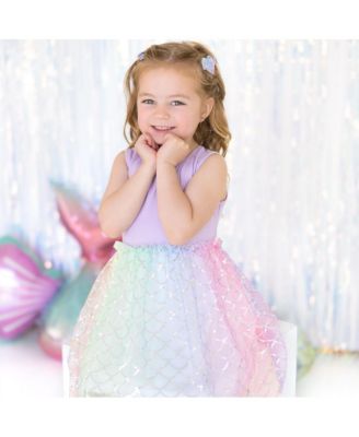 Little and Big Girls Rainbow Mermaid Tank Tutu Dress