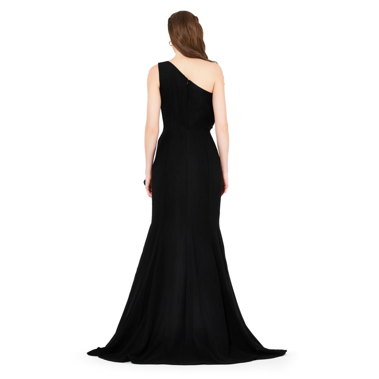 Женское платье AMRI Organza Ruffle Detail Mermaid Crepe Gown, цвет: Чёрный — фото 6