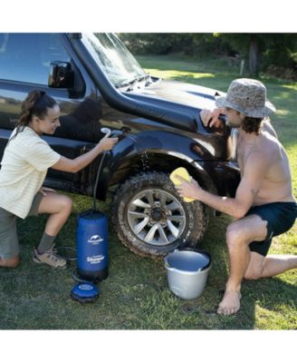 11 Litre Solar Heated Shower Bag, Outdoor Shower, Camping, Portable Pressure Shower with Foot Pump, Garden Shower