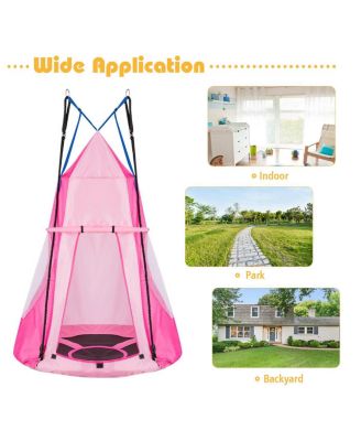40'' Kids Hanging Chair Swing Tent Set Hammock Nest Pod Seat