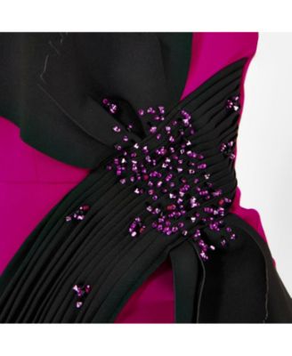 Women's Contrast Bow Detail Crepe Gown