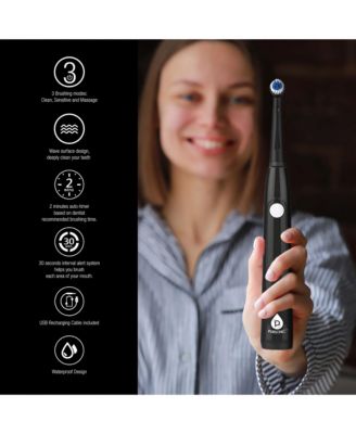 Him’s and Her’s USB Rechargeable Rotary Toothbrush Bundle – Black & White Set with 6 Brush Heads and UV Sanitizer Design