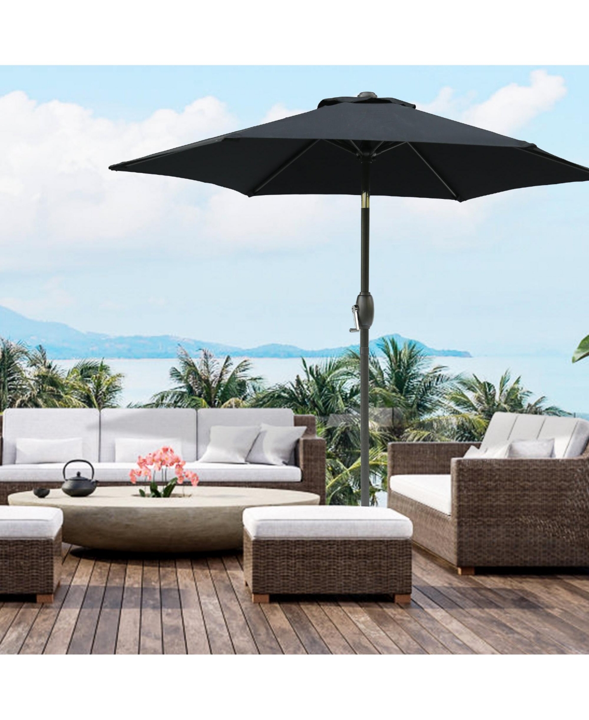 7.5ft 7.5ft Patio Umbrella with Crank and Push Button Tilt, Outdoor Table Market Umbrella with Aluminum Pole