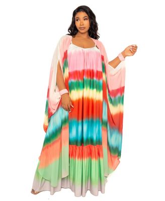 Women's Ombre Stripe Robe with Wrist Band