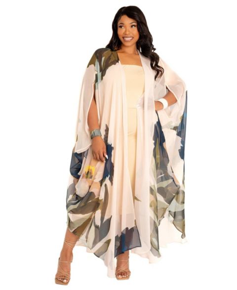 Женские куртки Buxom Couture Floral Chiffon Kimono Cover-Ups