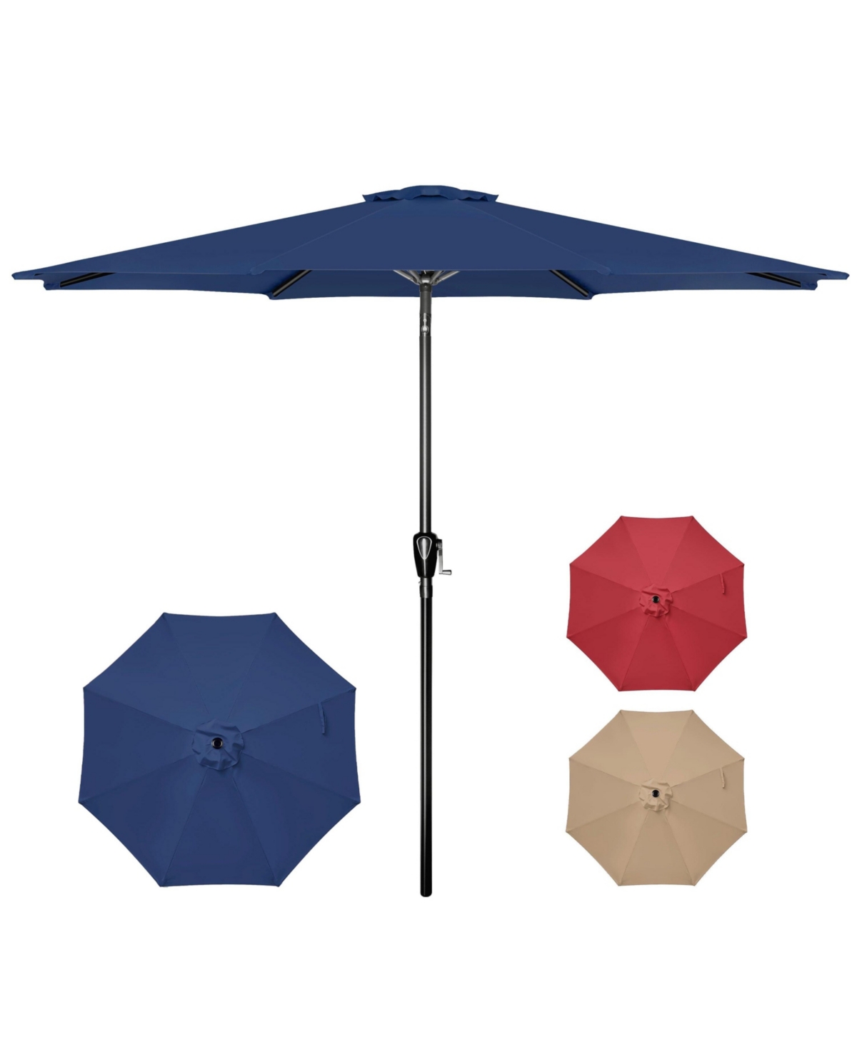 One 10' Patio Umbrella Outdoor Table Market Yard Umbrella with Push Button Tilt/Crank