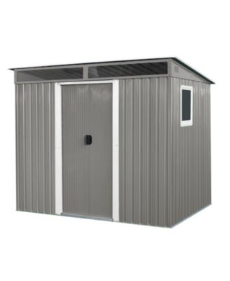 8ftx6ft Outdoor Metal Storage Shed with Window,Transparent plate and lockable sliding door