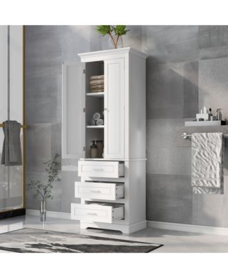 70"H Tall Storage Cabinet with 3 Drawers for Bathroom or Office Use
