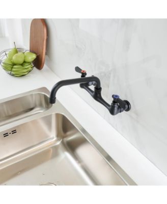 2-Handle Wall Mount 8" Swivel Spout with 8" Center Kitchen Faucet