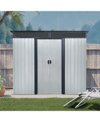 8ft x 6ft Outdoor Metal Storage with Lockable Sliding Doors and Transparent plate