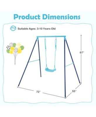 Toddler Swing Heavy Duty Metal Swing Set w/ A Frame Adjustable Ropes