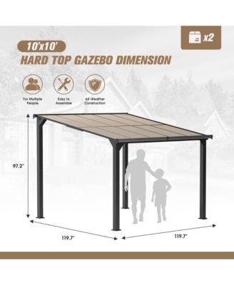 10 x 10 Ft Lean to Gazebo, Outdoor Pergola on Clearance for Patios