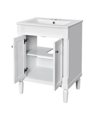 24" Freestanding Vanity Cabinet with Sink and 2-Tier Shelf
