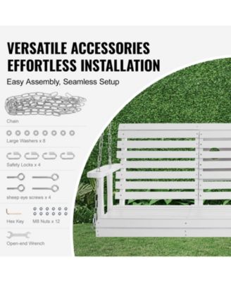 Sturdy Wooden Swing Bench with Chains for Porch Garden Deck or Courtyard Use